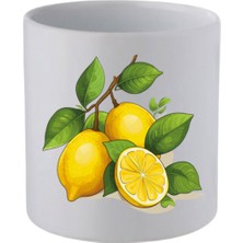 Limon Baskılı Kulpsuz Kupa Bardak - Hediye Kahve Kupası, Su Bardağı