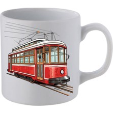Tramvay Baskılı Beyaz Kupa Bardak