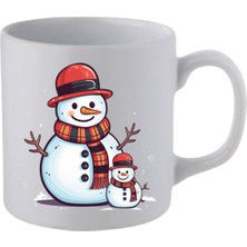 Kardan Adam Baskılı Beyaz Kupa Bardak - Seramik Çay, Kahve Hediyelik Bardağı