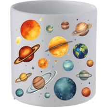 Evren Temalı Kulpsuz Kupa Bardak - Hediye Kahve Kupası, Su Bardağı