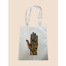 Otantik El Baskılı Bez Çanta - Büyük Boy Kadın Omuz Çantası