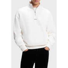 Hugo % 100 Pamuk Relaxed Fit Yarım Fermuarlı Dik Yaka Sweat Erkek Sweat 50525881 102