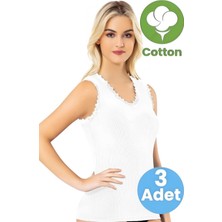 Uniquetrenders Kadın 3'lü Geniş Askılı Dantel Detaylı Kaşkorse Atlet