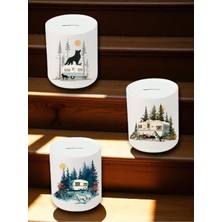 Kurt ve Karavan Baskılı Kumbara - Ev Mutfak Ofis Işyeri Eşyası