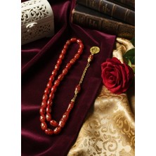 Anemore Collection ALTIN VARAKLI TESBİH KIRMIZI RENK KAPSÜL KESİM