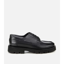 Hotiç Erkek Deri Siyah Dikiş Burunlu Kalın Tabanlı Günlük Ayakkabı