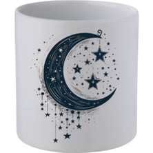 Aya Bağlı Yıldızlar Baskılı Kulpsuz Kupa Bardak - Hediye Kahve Kupası, Su Bardağı