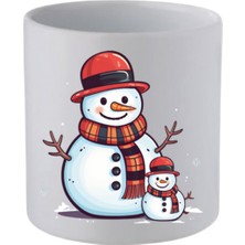 Kardan Adam Baskılı Kulpsuz Kupa Bardak - Hediye Kahve Kupası, Su Bardağı