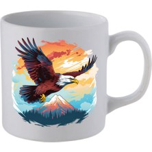 Kartal Baskılı Beyaz Kupa Bardak - Seramik Çay, Kahve Hediyelik Bardağı