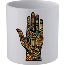 Otantik El Baskılı Kulpsuz Kupa Bardak - Hediye Kahve Kupası, Su Bardağı