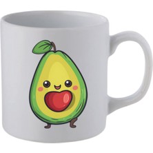 Avokado Baskılı Beyaz Kupa Bardak - Seramik Çay, Kahve Hediyelik Bardağı