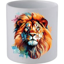 Modern Aslan Baskılı Kulpsuz Kupa Bardak - Hediye Kahve Kupası, Su Bardağı