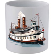 Gemi Temalı Kulpsuz Kupa Bardak - Hediye Kahve Kupası, Su Bardağı