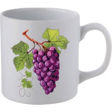 Üzüm Baskılı Beyaz Kupa Bardak - Seramik Çay, Kahve Hediyelik Bardağı