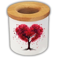 Kalp Şeklinde Ağaç Baskılı Kalemlik Kalem Kutusu