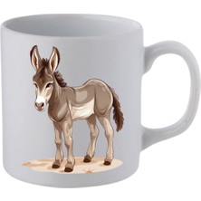 Eşek Baskılı Beyaz Kupa Bardak - Seramik Çay, Kahve Hediyelik Bardağı