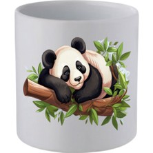 Daldaki Panda Temalı Kulpsuz Kupa Bardak - Hediye Kahve Kupası, Su Bardağı