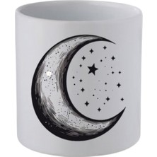 Ay ve Yıldız Temalı Kulpsuz Kupa Bardak - Hediye Kahve Kupası, Su Bardağı