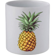Ananas Baskılı Kulpsuz Kupa Bardak - Hediye Kahve Kupası, Su Bardağı