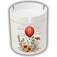 Çiçekler Arasında Balon Baskılı Küllük Kül Tablası