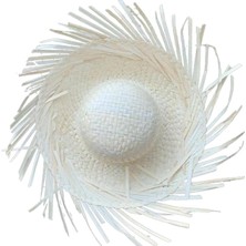 Zengezur Tropikal Parti Beyaz Hasır Hawaii Şapkası 13X36 cm