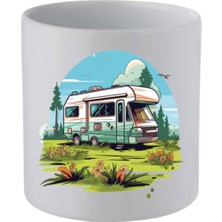 Doğadaki Karavan Baskılı Kulpsuz Kupa Bardak - Hediye Kahve Kupası, Su Bardağı