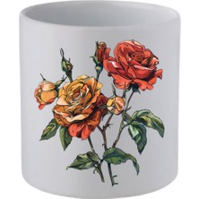 Güller Baskılı Kulpsuz Kupa Bardak - Hediye Kahve Kupası, Su Bardağı