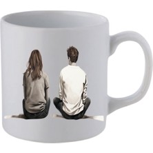 Kadın ve Erkek Baskılı Beyaz Kupa Bardak - Seramik Çay, Kahve Hediyelik Bardağı