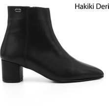 Gönderi(r) Kadın Siyah  Fermuarlı Sivri Burun Hakiki Deri Bot