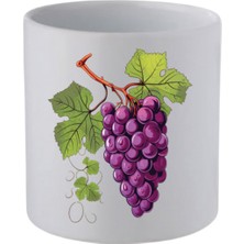 Üzüm Baskılı Kulpsuz Kupa Bardak - Hediye Kahve Kupası, Su Bardağı