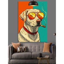 Havalı Gözlüklü Pro Içen Köpek Dekoratif Kanvas - Mdf Ahşap Tablo