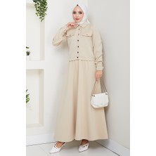 Ceket Etek Scuba Ikili Takım 1614 - Bej