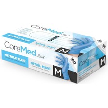 Coremed Nitril Mavi Pudrasız Muayene Eldiveni M - 1 Koli 20 Paket 100 Lü