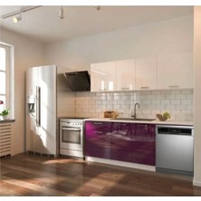 T Designo Fier 200 Cm Mutfak Dolabı Parlak-Beyaz Laminat Suntalam Malzeme ile Modern Tasarım ve Fonksiyon