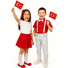 23NISAN–19MAYIS– 29EKIM Özel Gün Çocuk Kostüm|kız Etek&tişört&toka+Erkek Pantolon&gömlek&papyon Askı