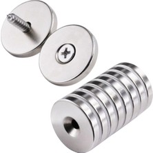 10 Adet 25X10/5X5,5 mm Neodyum Mıknatıs Havşa Delikli Magnet Vida Atılabilir N35 Nikel Paslanmaz ( Lisinya )