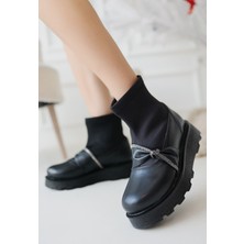 Dewn Siyah Cilt Topuklu Bot - Lisinya