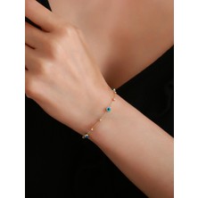 14 Ayar Altın Mavi Gözlü Dorikalı Bileklik