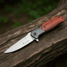 Alsepeteavm DA353 Damalı Ahşap Kabze Otomatik Kamp Çakısı