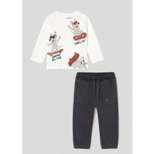 Mayoral Skate Beli Paçası Lastiklki Pantolon Sweat Takım (01-04 Yaş Arası Bedenler) - Ekru-Antrasit