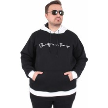 Moc Grande Kapüşonlu Büyük Beden 3ip Sweat Beauty 25714 Sıyah Erkek Günlük Kullanım İçin