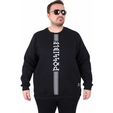 Mocgrande Büyük Beden Bisiklet Yaka 3ip Sweat Possible 25719 Sıyah