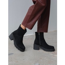 Ece'nin Butiği Muno Siyah Süet Hakiki Deri Kadın Bot