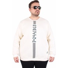 Mocgrande Büyük Beden Bisiklet Yaka 3ip Sweat Possible 25719 Bej