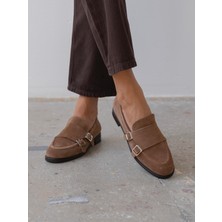 Vely Camel Süet Hakiki Deri Kadın Makosen