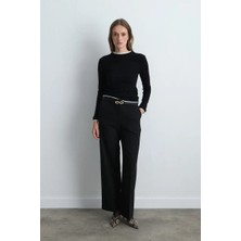 Gusto Palazzo Kumaş Pantolon - Siyah