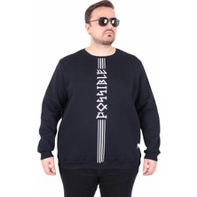 Mocgrande Büyük Beden Bisiklet Yaka 3ip Sweat Possible 25719 Lacıvert