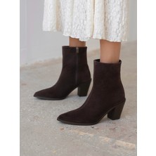 Lerona Kahve Süet Hakiki Deri Kadın Bot