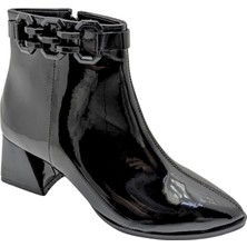 Xhaos | Zincir Detaylı Topuklu Bot - Siyah-Rugan - 37