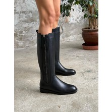 Celly Siyah Hakiki Deri Kadın Çizme